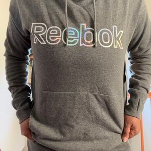 Grey Reebok Hoodie with large iridescent logo!